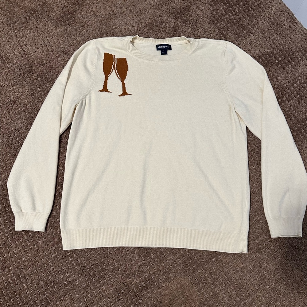 Studio Park x Alberti Popaj Women's Icon Sweater- Champagne Glasses